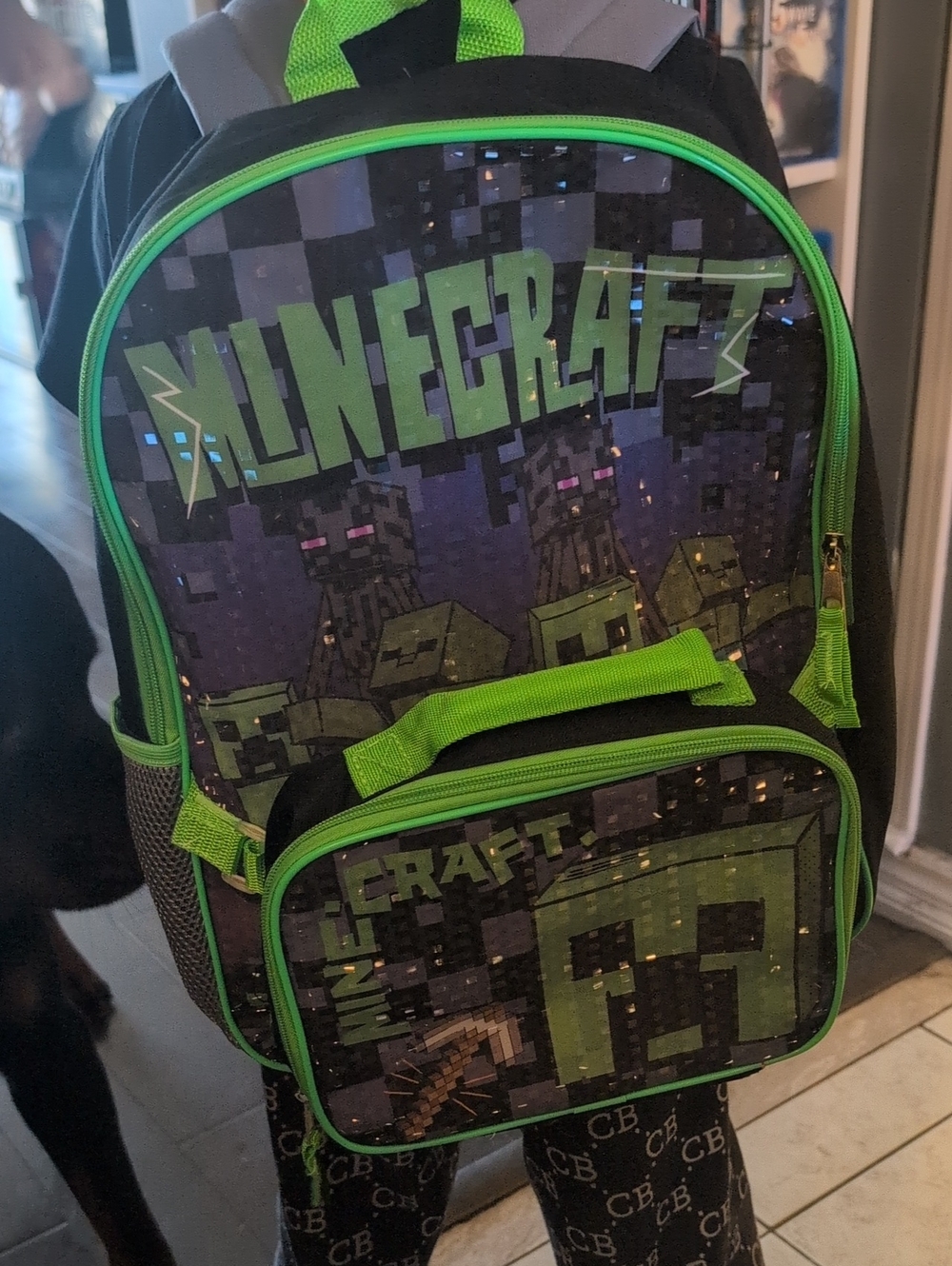 Minecraft Kids Backpack in Black and Green - Official Licensed